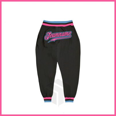 Custom Black Pink-Light Blue Sports Pants